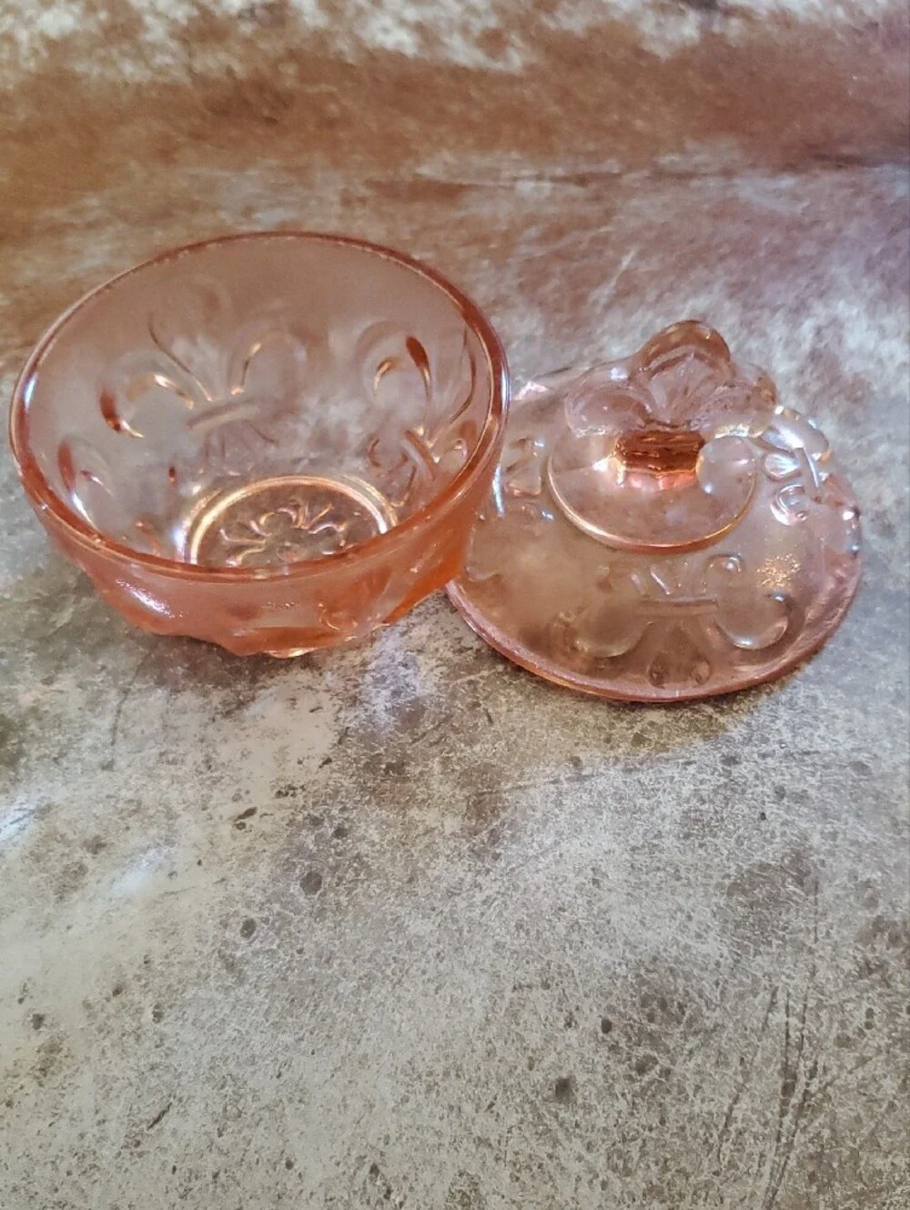 Vintage Pink Glass Decorative Trinket Jar